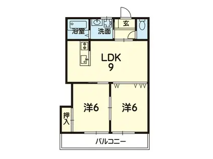 LALA保田窪(2LDK/2階)の間取り写真