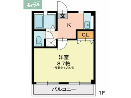 レジデンス石原(1K/1階)の間取り写真