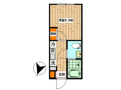 サンテラス鶴間(1K/2階)の間取り写真