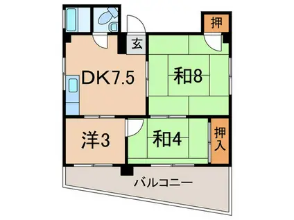 トマダハイツ(3DK/3階)の間取り写真