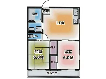 上祇園ハイツ(2LDK/3階)の間取り写真