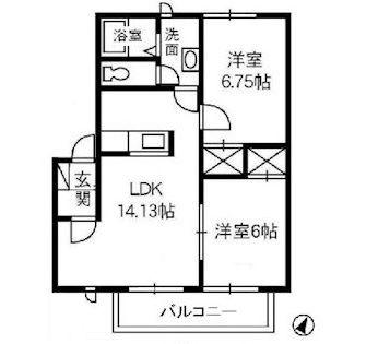 ジョイラックスA棟(2LDK/2階)の間取り写真