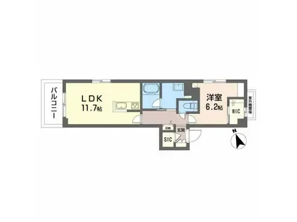 ピアヌーラ祇園(1LDK/2階)の間取り写真