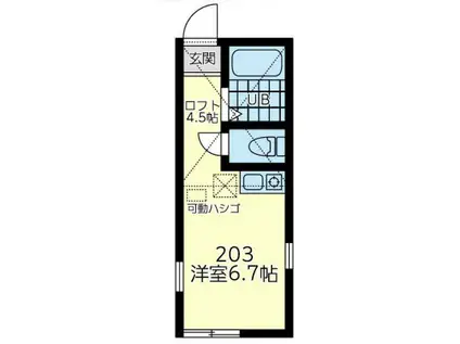 ユナイト小田ドビッシー(ワンルーム/2階)の間取り写真