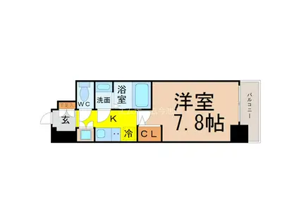 S-RESIDENCE志賀本通(1K/3階)の間取り写真