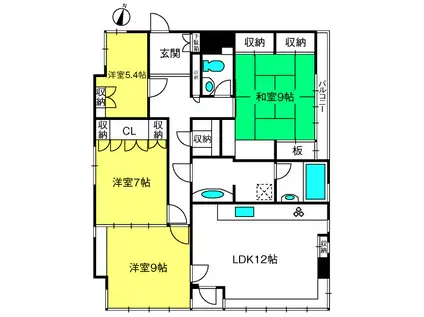 有井シャトー(4LDK/5階)の間取り写真