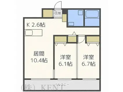 ロワシーヴィラージュ(2LDK/2階)の間取り写真