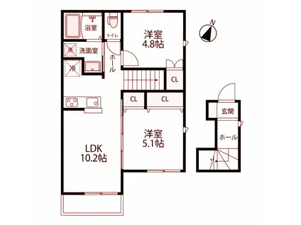 AULA GRUS (2LDK/2階)の間取り写真