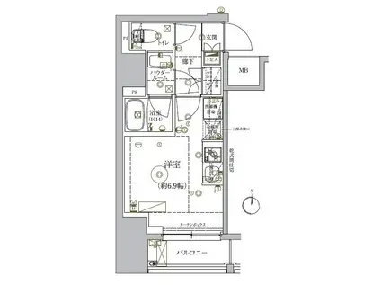 RELXIA品川西大井(ワンルーム/8階)の間取り写真