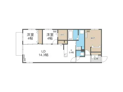 アルファスクエア円山北2条(3LDK/2階)の間取り写真