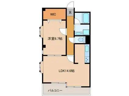 メゾンクワルト(1LDK/2階)の間取り写真