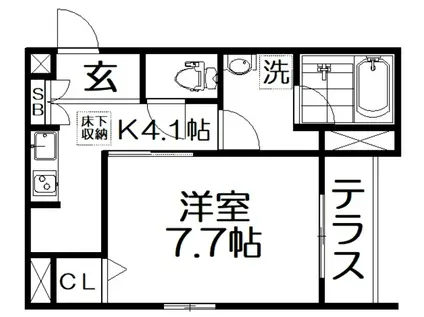 シャーメゾンメルベイユ(1K/1階)の間取り写真
