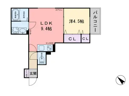 クレシア荻浦(1LDK/1階)の間取り写真