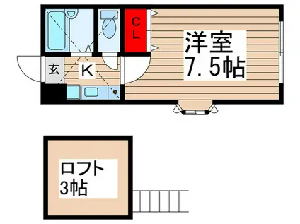 スプリングハイム(1K/1階)の間取り写真