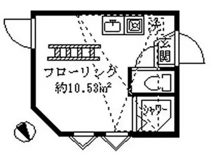 フェリスノーブル(ワンルーム/2階)の間取り写真