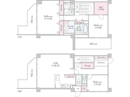 クレール白金台(3LDK/10階)の間取り写真