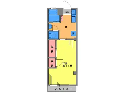 サンハイツ(1K/3階)の間取り写真