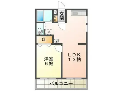 メモリーあかつき(1LDK/3階)の間取り写真