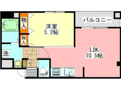コネクトパークヒルズ稲毛海岸(1LDK/4階)の間取り写真