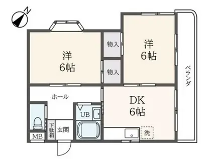 アルエットパレ(2DK/2階)の間取り写真