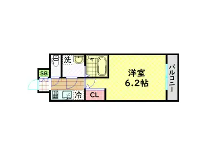 エスリード難波ザ・メゾン(1K/2階)の間取り写真