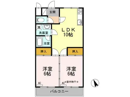 ライフアメニティー(2LDK/1階)の間取り写真