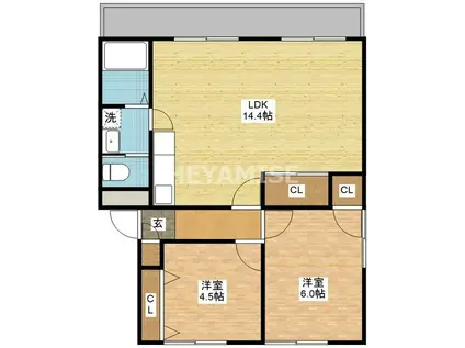Jメゾン(2LDK/3階)の間取り写真