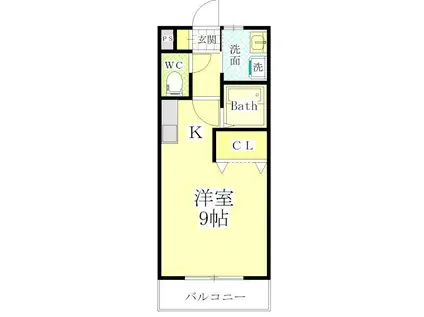 サン・クォーレ(1K/2階)の間取り写真