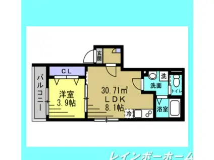 YSA南流山(1LDK/2階)の間取り写真