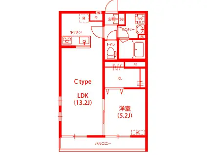 リブリ・ハナミズキ湘南台(1K/3階)の間取り写真