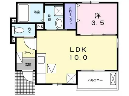 メゾン八王子 II(1LDK/1階)の間取り写真