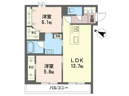 ベルドミール(2LDK/2階)の間取り写真