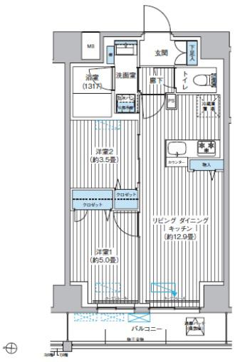 YS本所(2LDK/9階)の間取り写真