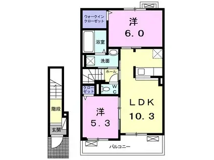 セリシール国府(2LDK/2階)の間取り写真