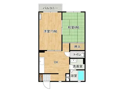 コートラフィネ(2DK/1階)の間取り写真