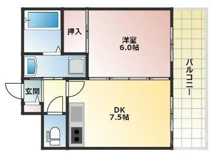 第7浦濱ビレッジ(1DK/2階)の間取り写真