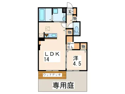 ロイヤルコート 新水前寺(1LDK/1階)の間取り写真