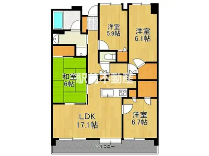 エバーライフ佐賀城内(4LDK/8階)の間取り写真