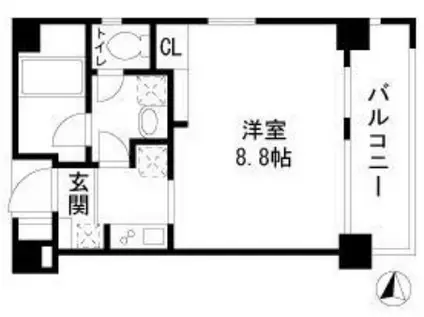 GRADITO RYOGOKU(1K/2階)の間取り写真