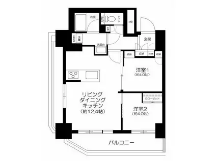 グローリオタワー巣鴨(2LDK/18階)の間取り写真