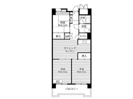 ビレッジハウス品川八潮タワー(3DK/13階)の間取り写真