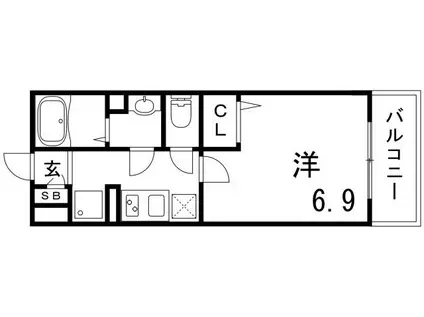 リブリ・FOR DEAREST 灘(1K/2階)の間取り写真