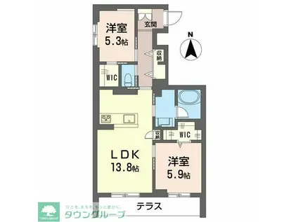 アルフラット(2LDK/1階)の間取り写真