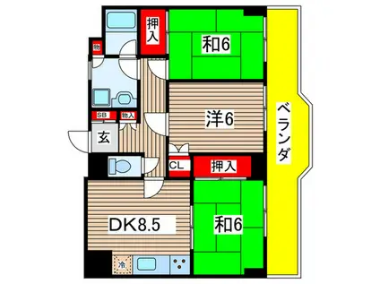 サンハイム小岩(3LDK/4階)の間取り写真