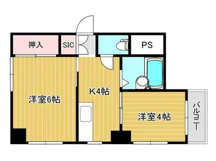 メゾン丸菱(2K/6階)の間取り写真