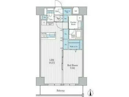 カルム小西III(1LDK/9階)の間取り写真