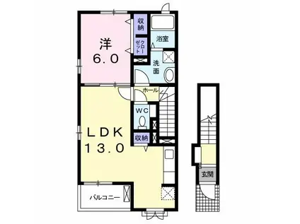 メゾン真(1LDK/2階)の間取り写真