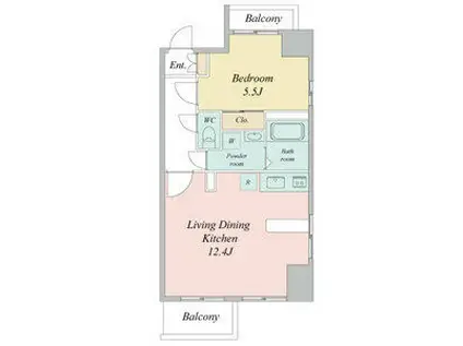 レジディア久屋大通II(1LDK/2階)の間取り写真