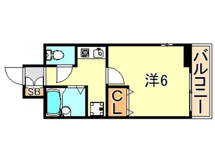 ベルゲンハイツ明石(1K/6階)の間取り写真