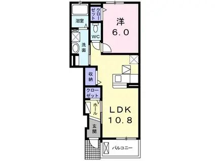 ハイミエール(1LDK/1階)の間取り写真